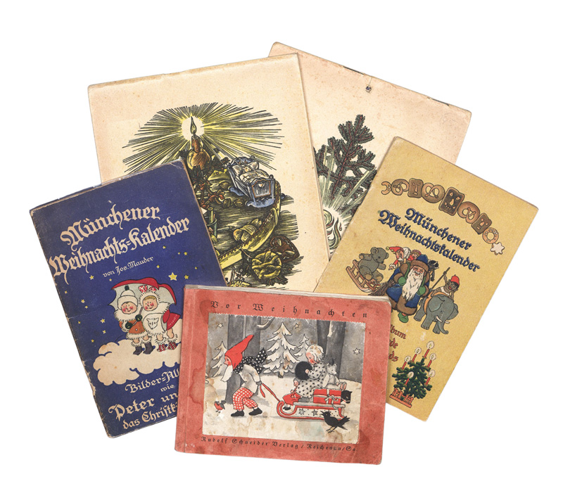 Lot 2188, Auction 128, Advents-Ephemera, Konvolut von 14 Teilen mit Adventskalendern, Weihnachtsheften, Spruchkarten und Bildergeschichten