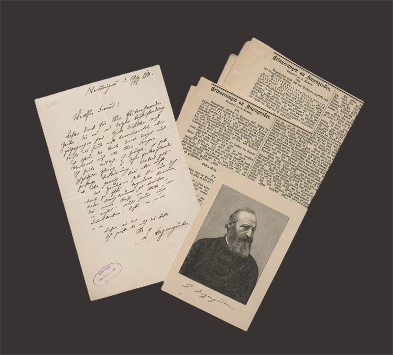 Lot 2306, Auction 128, Anzengruber, Ludwig, Brief an einen Freund. 1880