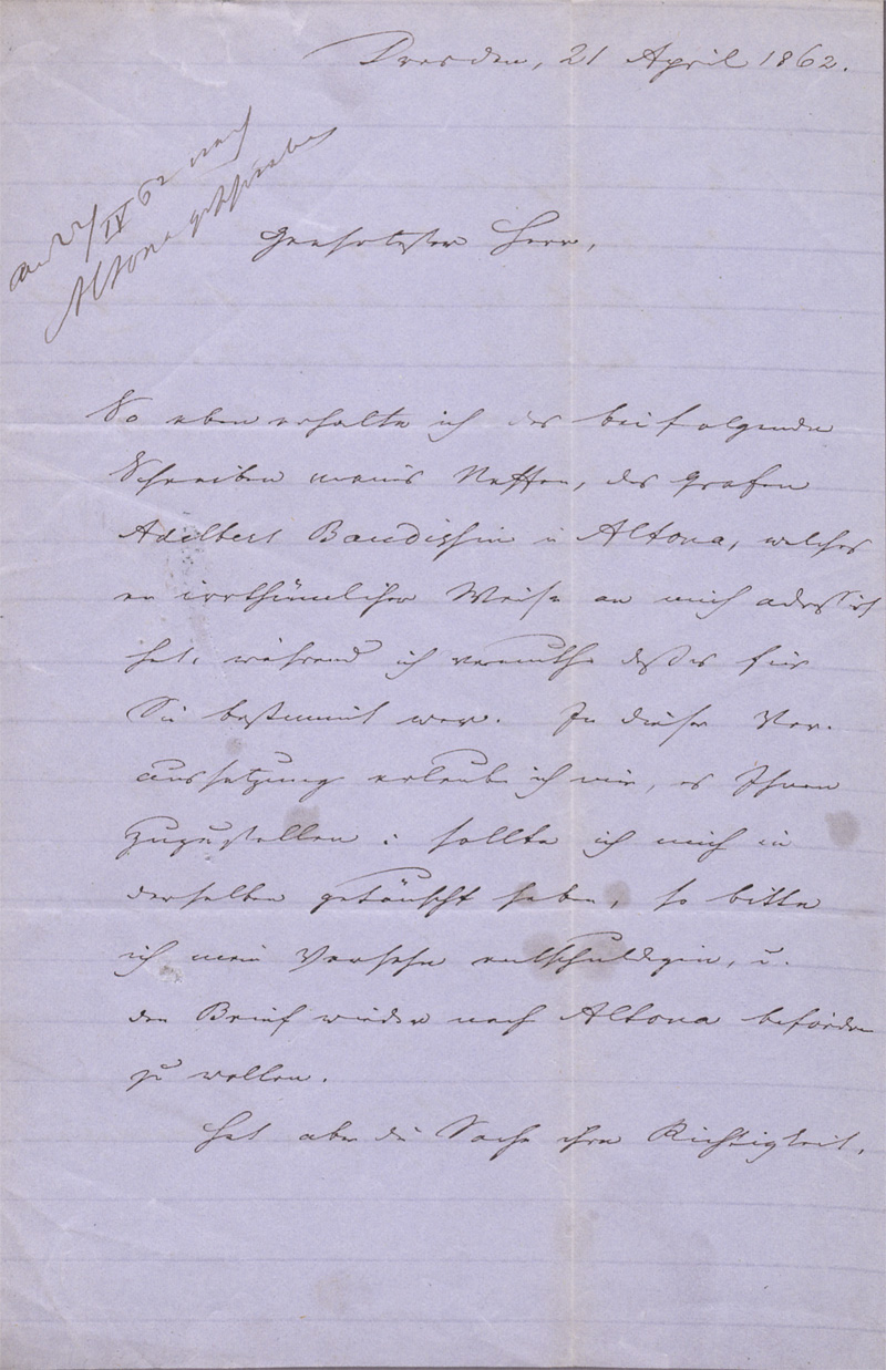 Lot 2312, Auction 128, Baudissin, Wolf Heinrich Graf von, Brief an einen Verleger. 1862