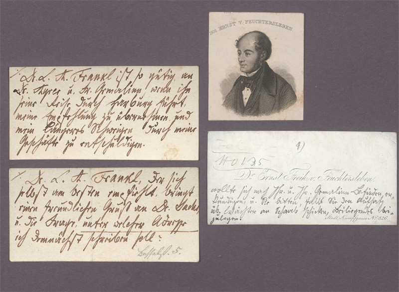 Lot 2325, Auction 128, Feuchtersleben, Ernst von, 3 beschriftete Visitenkarten. 1840
