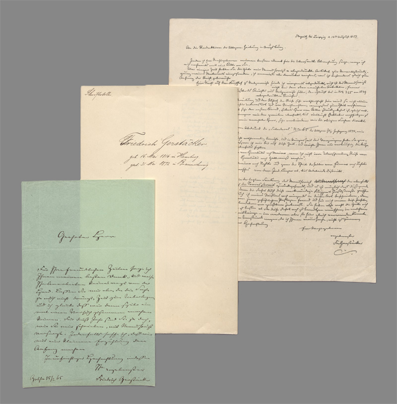 Lot 2334, Auction 128, Gerstäcker, Friedrich, Brief an einen Autor + Beilage. 1865