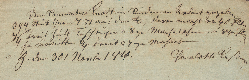 Lot 2348, Auction  128, Kestner, Charlotte, Signierter Auftrag für einen Leinweber. 1810