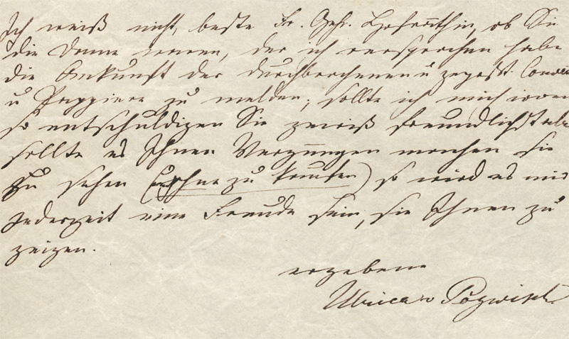 Lot 2350, Auction 128, Pogwisch, Ulrike von, Billet an eine Hofrätin. 1840