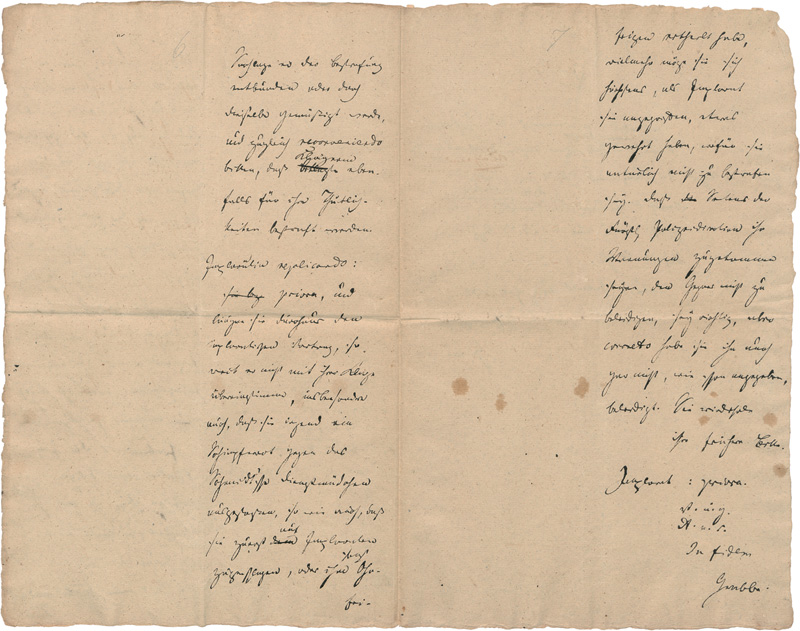 Lot 2353a, Auction 128, Grabbe, Christian Dietrich, Signiertes Protokoll einer Vernehmung. 1828