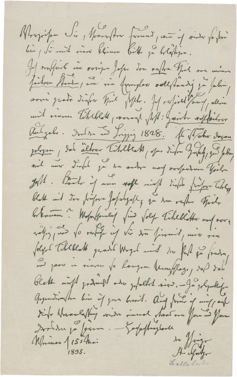 Lot 2353, Auction 128, Schütze, Johann Stephan, Brief aus Weimar an einen Buchhändler. 1835