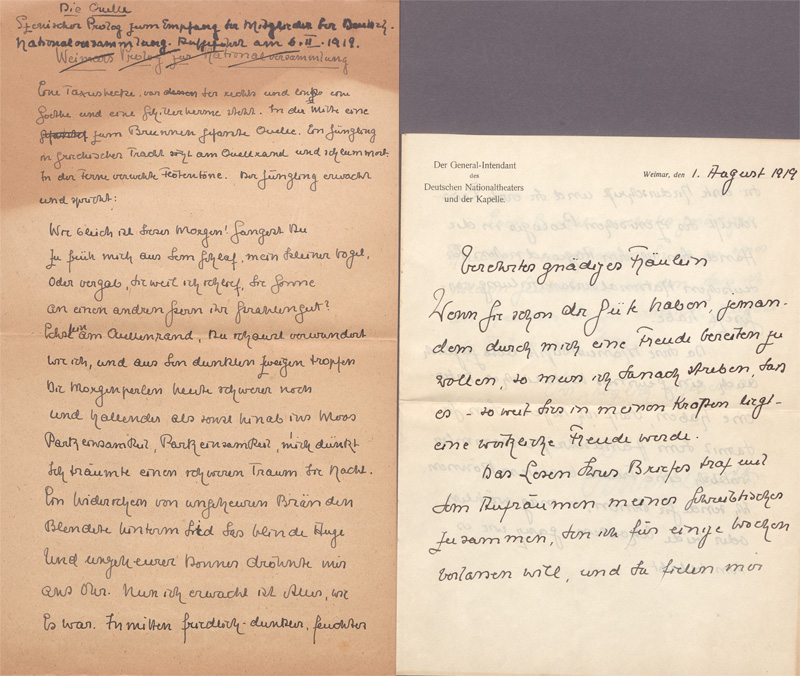 Lot 2357, Auction 128, Hardt, Ernst, Manuskript zur Eröffnung der Weimarer Nationalversammlung, mit Begleitbrief.1919