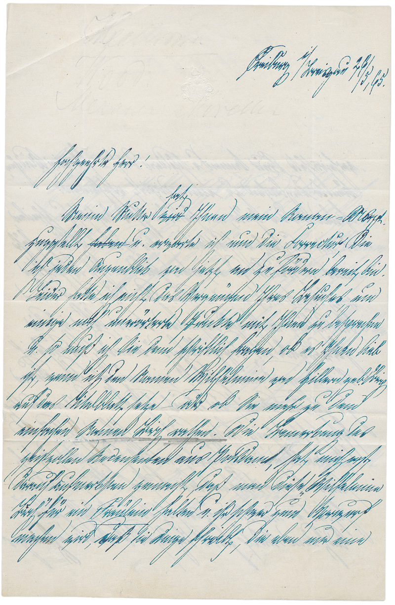 Lot 2360, Auction 128, Hillern, Wilhelmine von, Brief an den Verleger Otto Janke über ihren ersten Roman. 1865