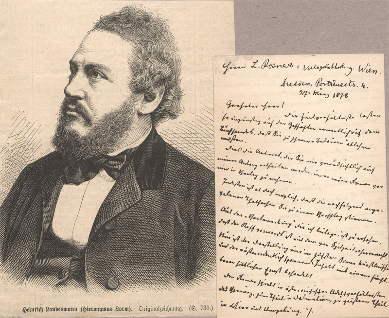 Lot 2370, Auction  128, Lorm, Hieronymus, Brief an den Verleger Leopold Rosner. 1878