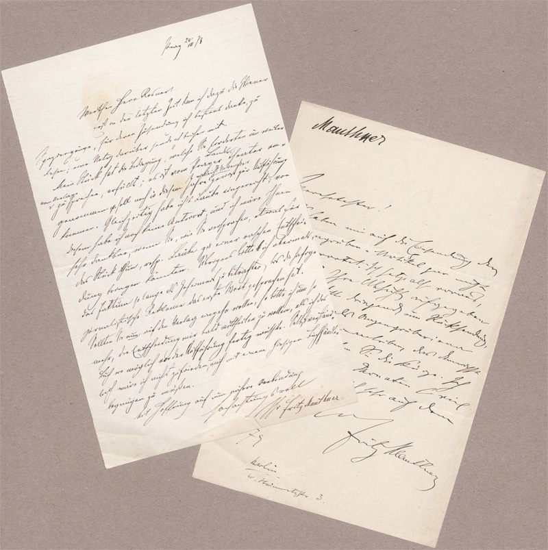 Lot 2378, Auction 128, Mauthner, Fritz, 2 Briefe, der erste an Leopold Rosner. 1873-1879