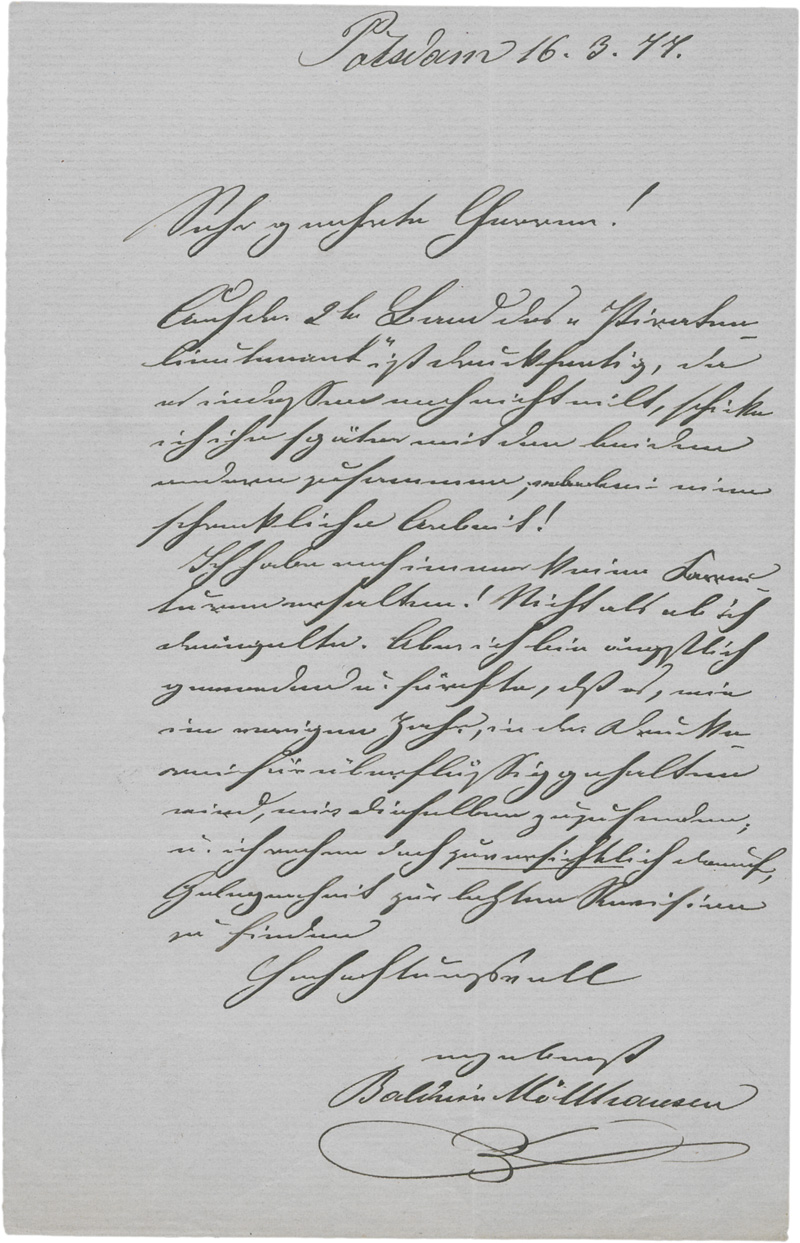 Lot 2386, Auction 128, Möllhausen, Balduin, Brief an seinen Verleger. 1877