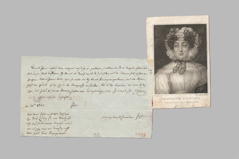 Lot 2400, Auction 128, Pichler, Caroline, Brief an drei Bekannte zwecks einer Versammlung zum "Probiren". Wohl um 1805