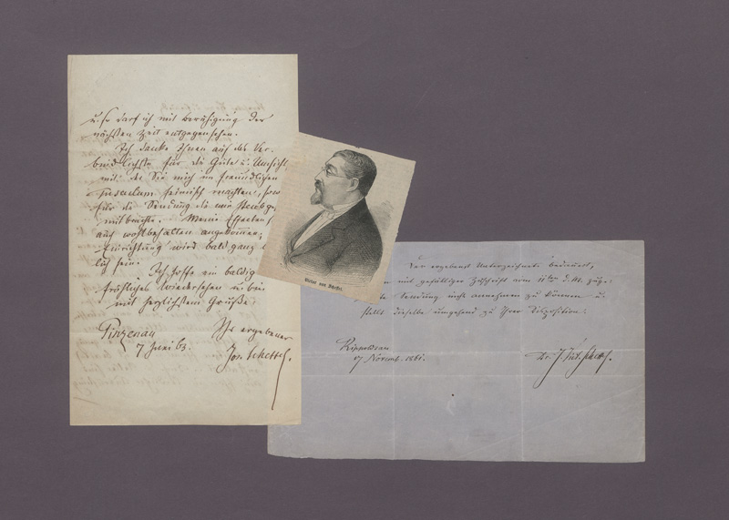 Lot 2410, Auction 128, Scheffel, Joseph Victor von, 2 Briefe an verschiedene Personen + Beilagen. 1861-1863