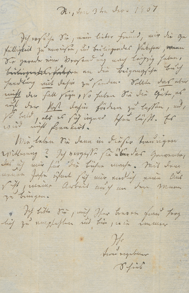 Lot 2412, Auction 128, Schink, Johann Friedrich, Brief an einen Freund. 1807