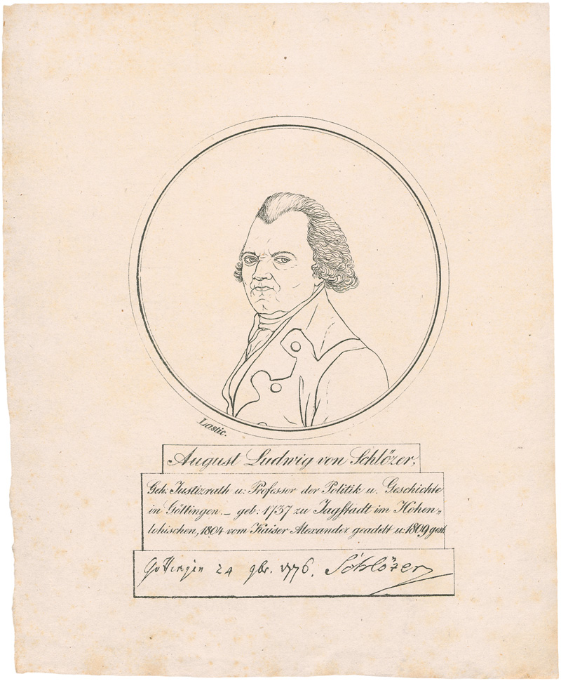 Lot 2415, Auction 128, Schlözer, August Ludwig von, Brief an einen Herrn. 1797