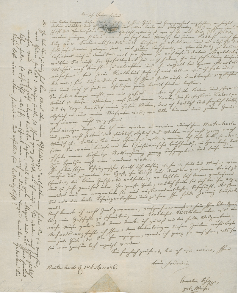 Lot 2418, Auction 128, Schoppe, Amalie, Brief an Theodor Hell (Winkler) in Dresden. 1826