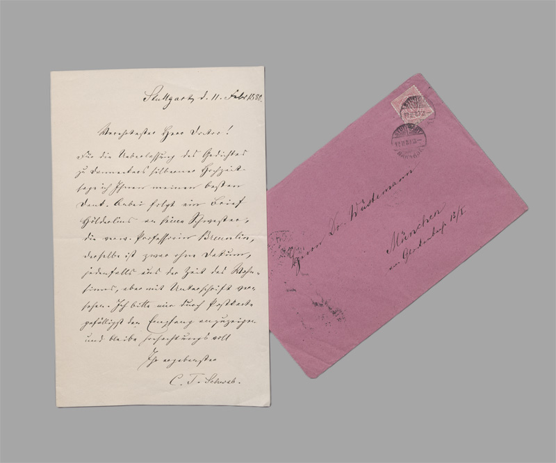 Lot 2428, Auction 128, Schwab, Christoph Theodor, Brief an Dr. Wüstemann in München. 1880
