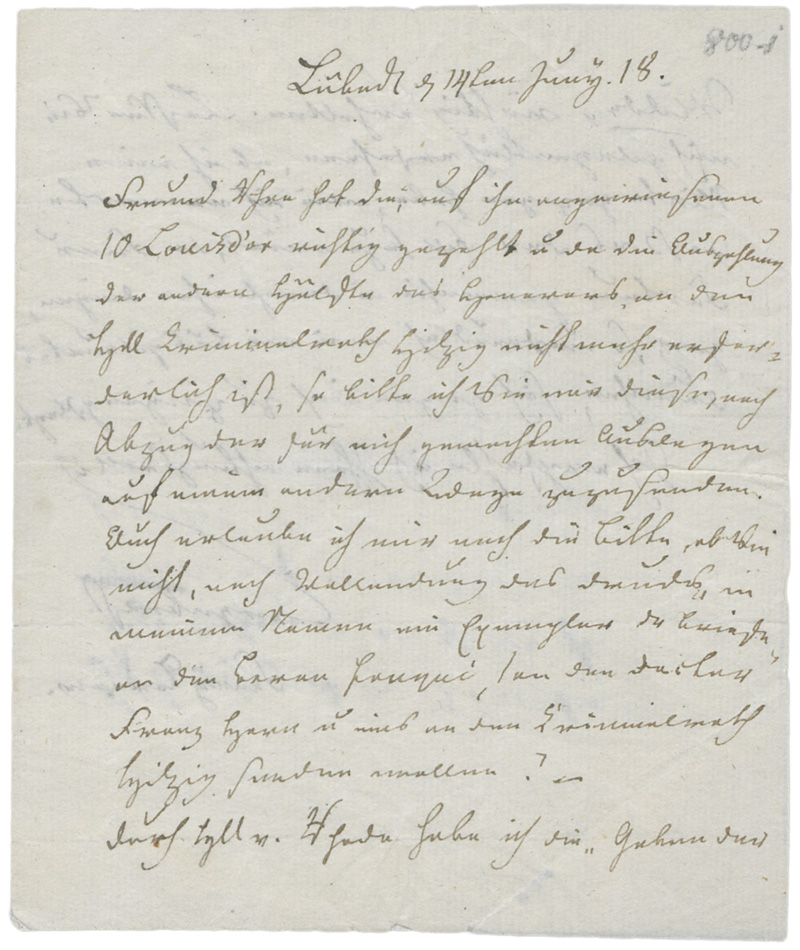 Lot 2432, Auction 128, Tarnow, Fanny, Brief an den Buchhändler Enslin über ihr Reisebuch. 1818