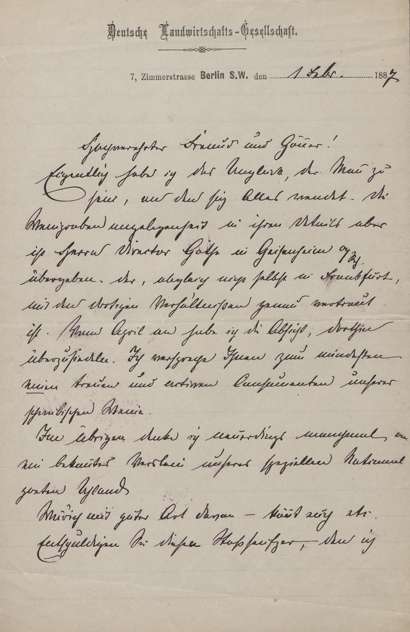 Lot 2448, Auction 128, Eyth, Max von, Brief an einen "Freund und Gönner". 1887