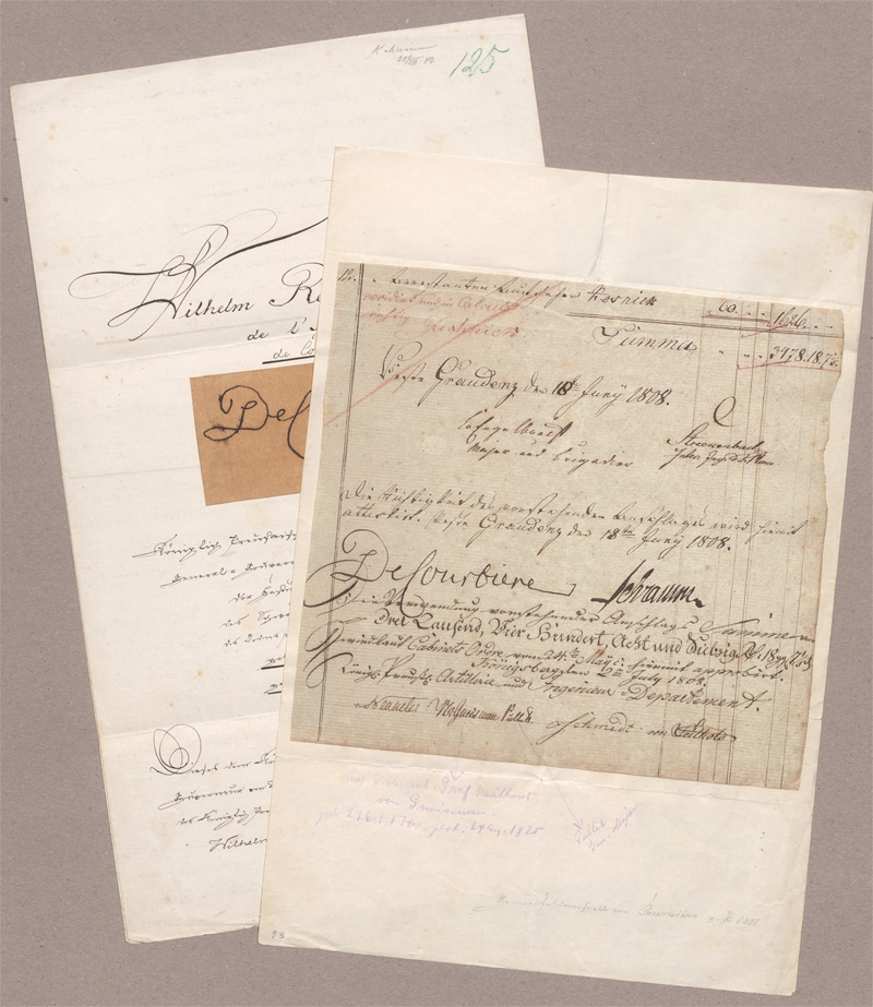 Lot 2467, Auction 128, Courbière, Guillaume René Baron de, Signierter Kosten-Anschlag zur Festung Graudenz. 1808