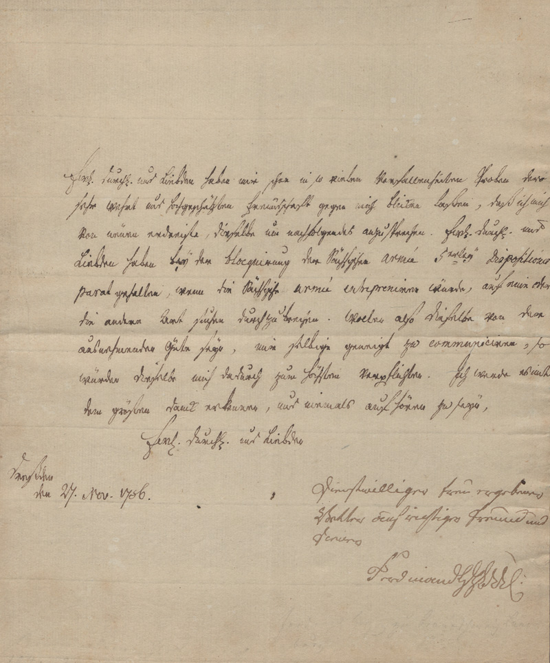 Lot 2471, Auction 128, Ferdinand, Herzog zu Braunschweig-Lüneburg, Brief im Siebenjährigen Krieg an einen Befehlshaber. Dresden 1756