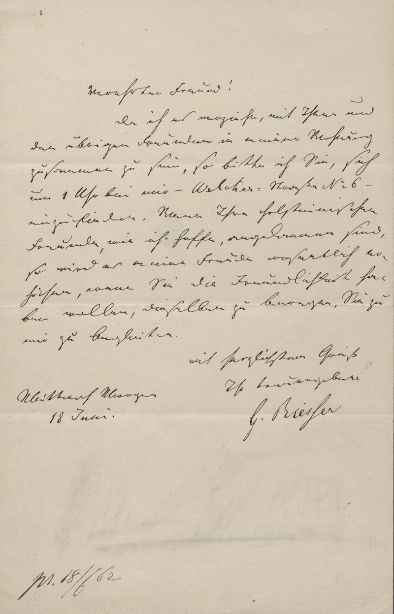 Lot 2486, Auction 128, Riesser, Gabriel, Brief an einen Freund