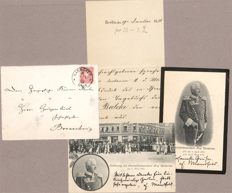 Lot 2491, Auction 128, Waldersee, Alfred Graf von, Eigenhänd. Brief an den Herzogl Kammerpräsidenten Griepenkerl in Braunschweig. 1883