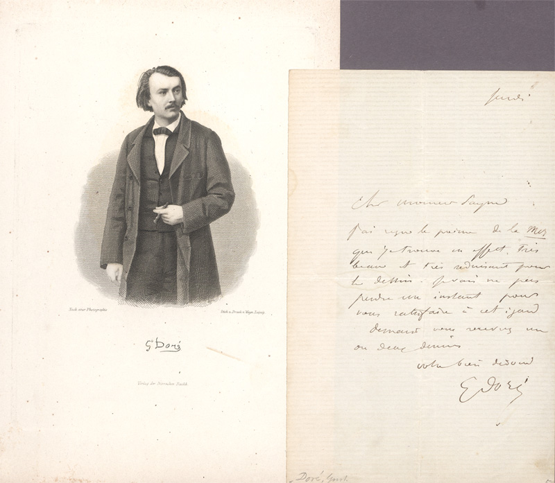 Lot 2501, Auction 128, Doré, Gustave, Brief an einen Herrn über ein künstlerisches Motiv. 1865