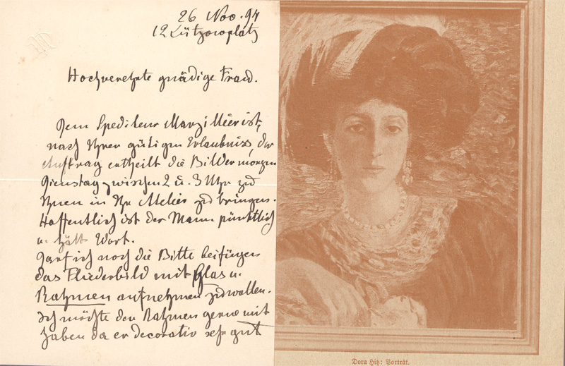 Lot 2506, Auction 128, Hitz, Dora, Briefkarte mit Umschlag an Alma Lessing. 1994.