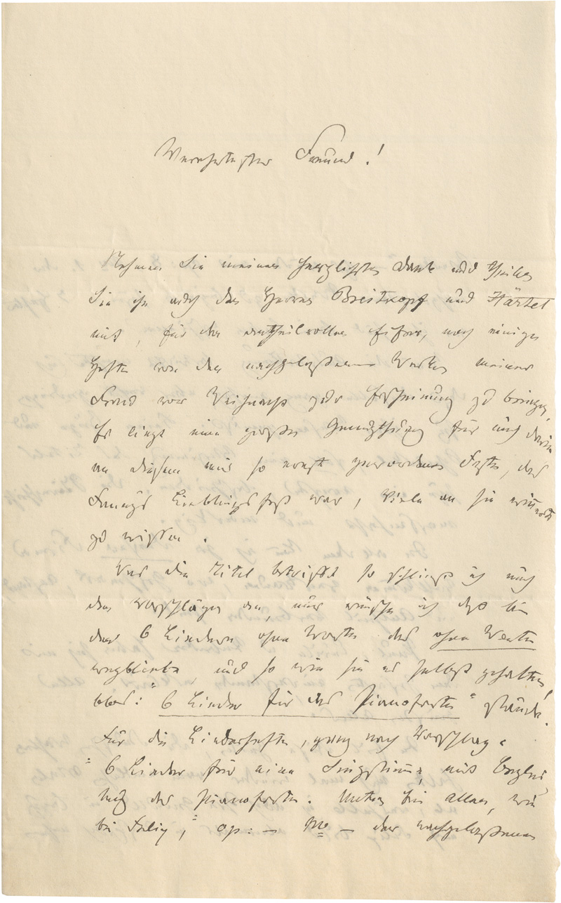 Lot 2510, Auction 128, Hensel, Wilhelm, An einen Freund über den musikalischen Nachlass Fanny Hensels. 1847