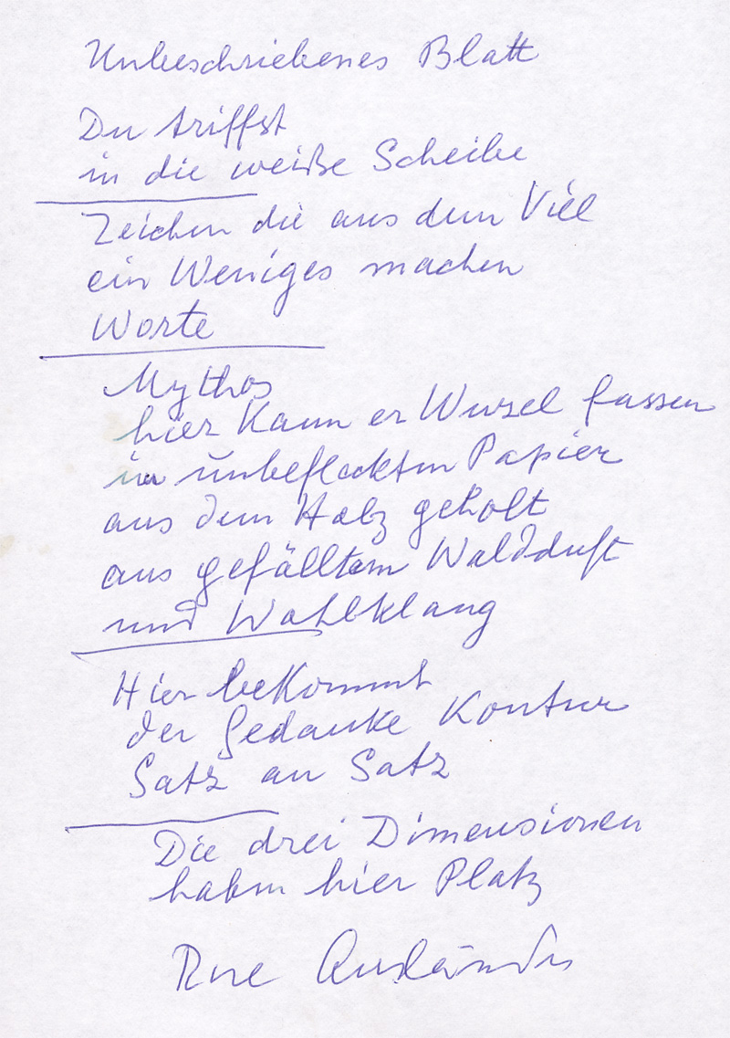 Lot 2603, Auction  128, Ausländer, Rose, Eigenhändiges signiertes Gedichtmanuskript. 