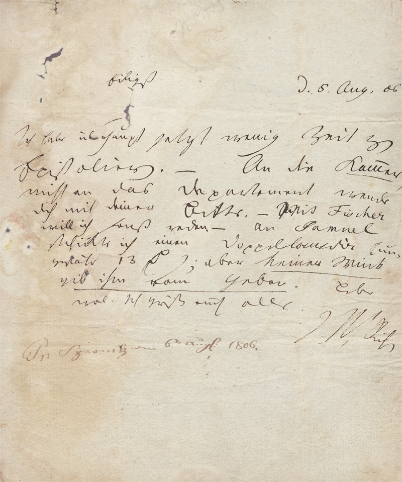 Lot 2623, Auction  128, Jean Paul (Friedrich Richter), Brief an den Rendanten Richter in Sparneck. 1806