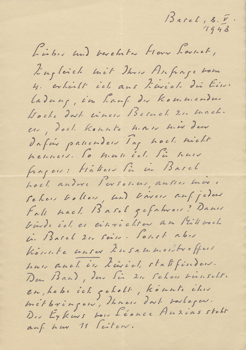 Lot 2625, Auction  128, Lang, Siegfried, Brief und Karte + Beilage. 1948