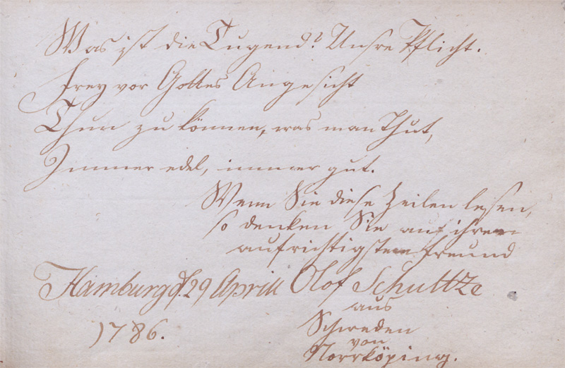 Lot 2636, Auction 128, Stammbuch, des Hamburger Handlungsakademie-Schülers J. A. Bröms aus Orebrö in Schweden.