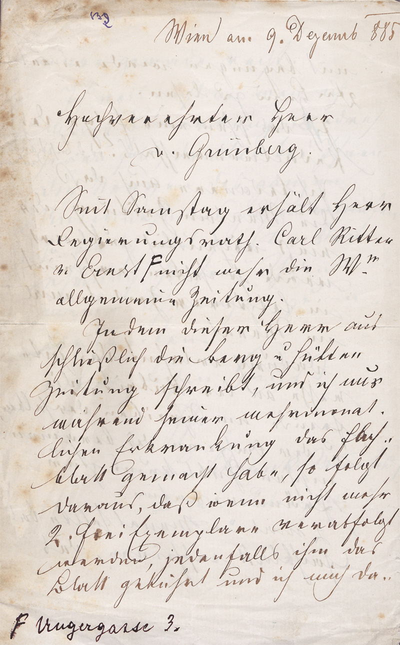 Lot 2676, Auction 128, Schrank-Mannsfeld, Ludwig, Brief über Bergbau-Berichterstattung an Herrn von Grünberg. 1885
