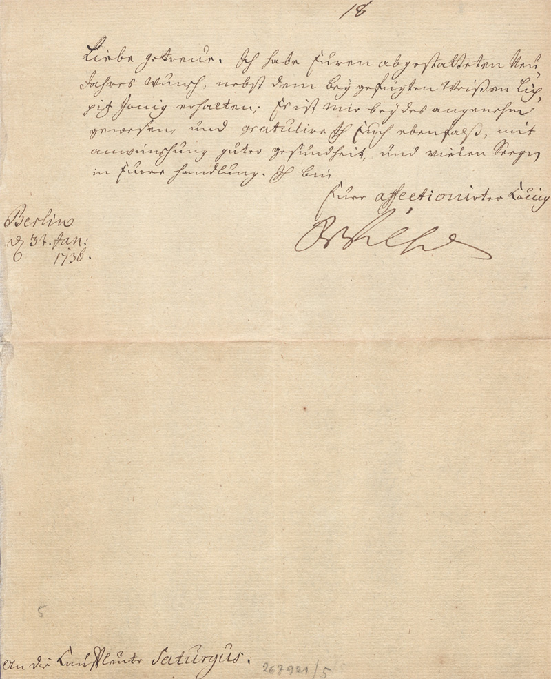 Lot 2691, Auction 128, Friedrich Wilhelm I., König von Preußen, Brief an die Kaufleute Saturgus. 1736