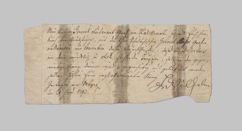 Lot 2693, Auction 128, Friedrich Wilhelm II., König von Preußen, Brief an den General Graf von Kalckreuth über Deserteure. 1793