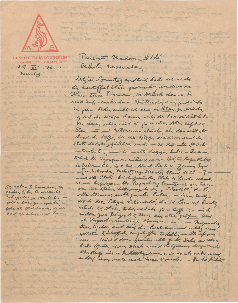 Lot 2718, Auction 128, Behmer, Marcus, Sehr umfangreicher Brief an Madame Dédé über seine graphische Produktion. 1920