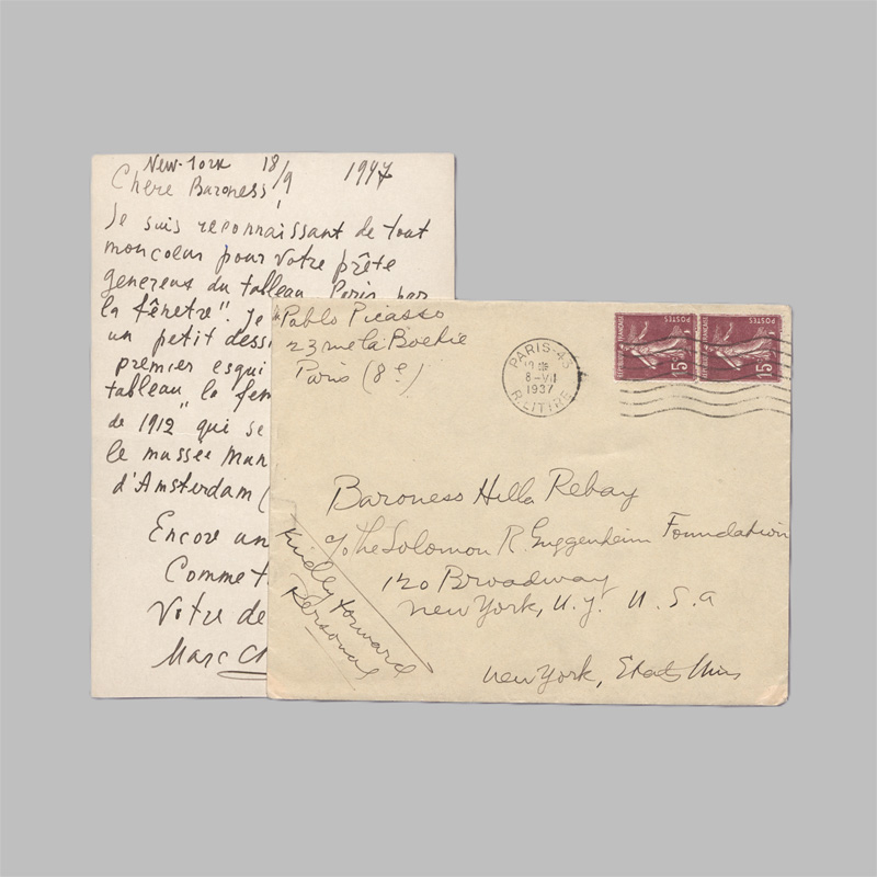 Lot 2720, Auction 128, Chagall, Marc, Briefkarte an Hilla Rebay von Ehrenwiesen. 1947