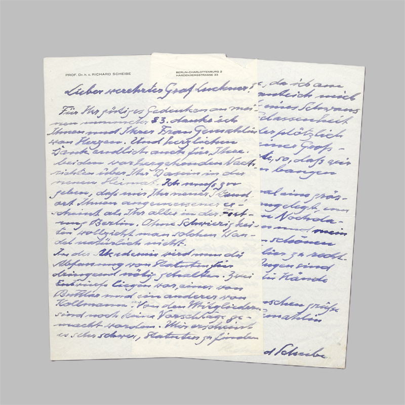 Lot 2728, Auction 128, Scheibe, Richard, Brief an den Maler Heinrich Graf von Luckner. 1962