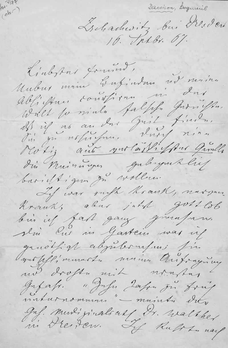 Lot 2737, Auction 128, Dawison, Bogumil, Brief nach seiner Rückkehr aus den USA. 1867