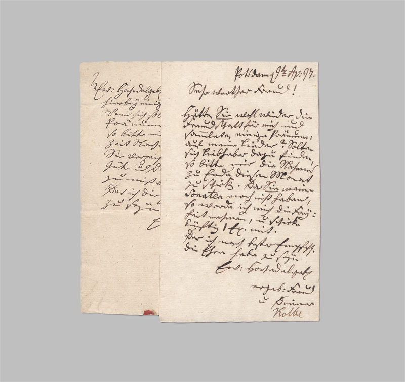 Lot 2745, Auction 128, Kolbe, Johann Carl, 2 Briefe aus Potsdam. 1793-1797