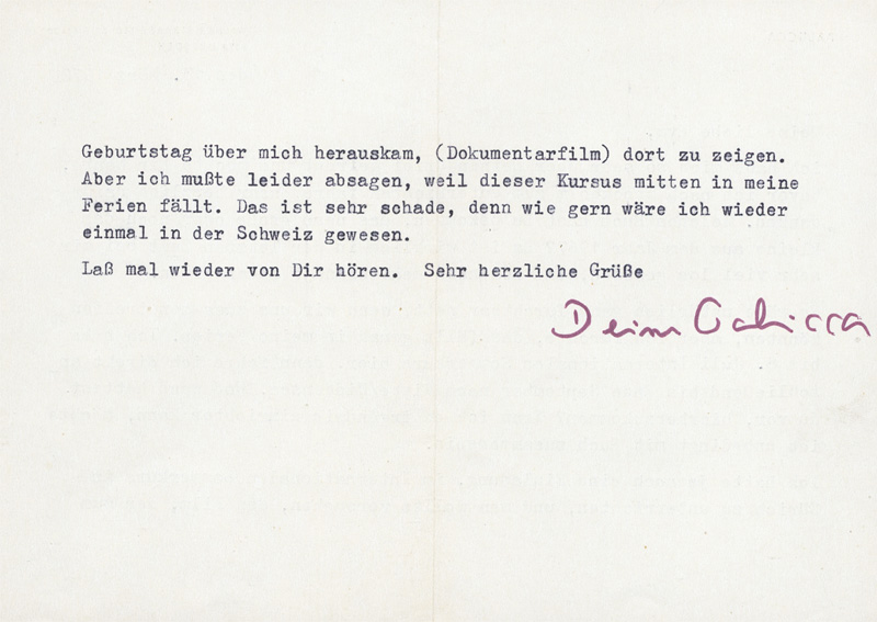 Lot 2753, Auction 128, Palucca, Gret, Brief an Eva Waechter in Zürich. 1972