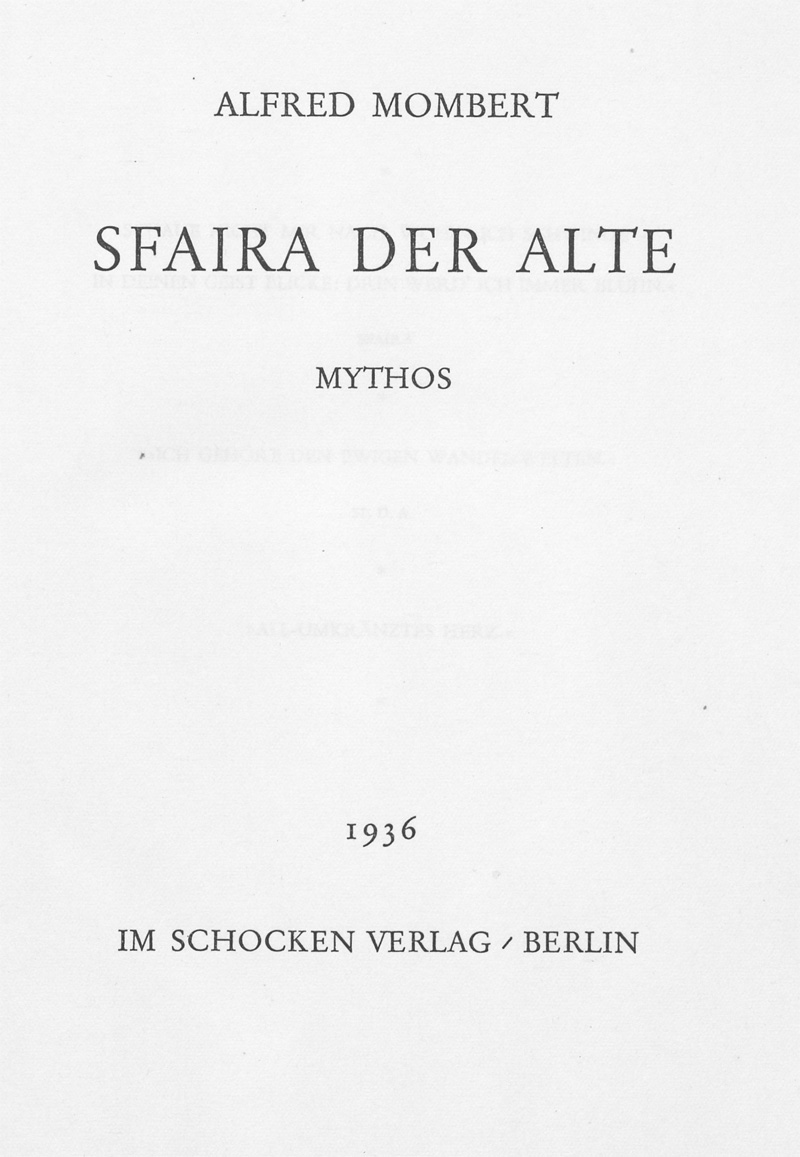 Lot 3244, Auction 128, Mombert, Alfred, Sfaira der Alte