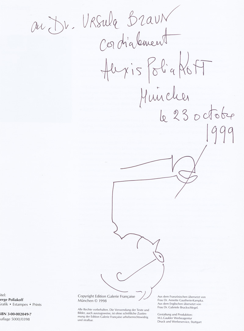 Lot 3280, Auction 128, Poliakoff, Alexis und Poliakoff, Serge, Werkverzeichnis - mit Widmung und Zeichnung