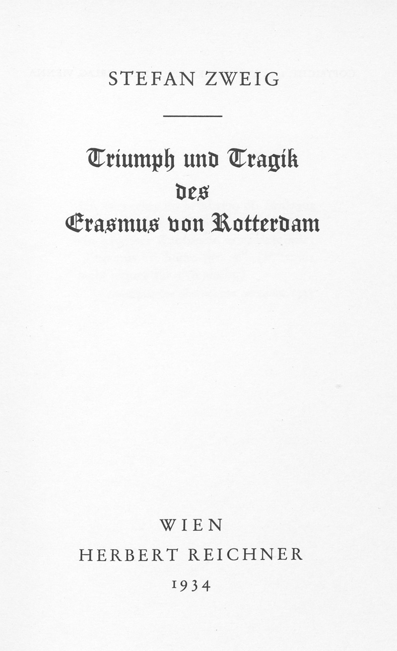 Lot 3364, Auction 128, Zweig, Stefan, Triumph und Tragik des Erasmus von Rotterdam