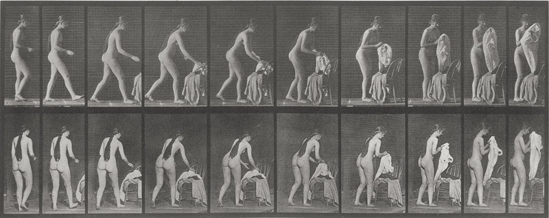 Lot 4070, Auction 128, Muybridge, Eadweard, Movements, Female, Toilet; preparing to put on clothing