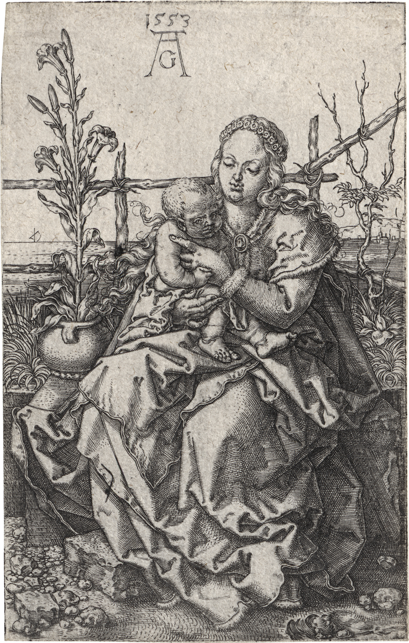 Lot 5002, Auction  128, Aldegrever, Heinrich, Die Jungfrau mit dem Kind auf der Rasenbank