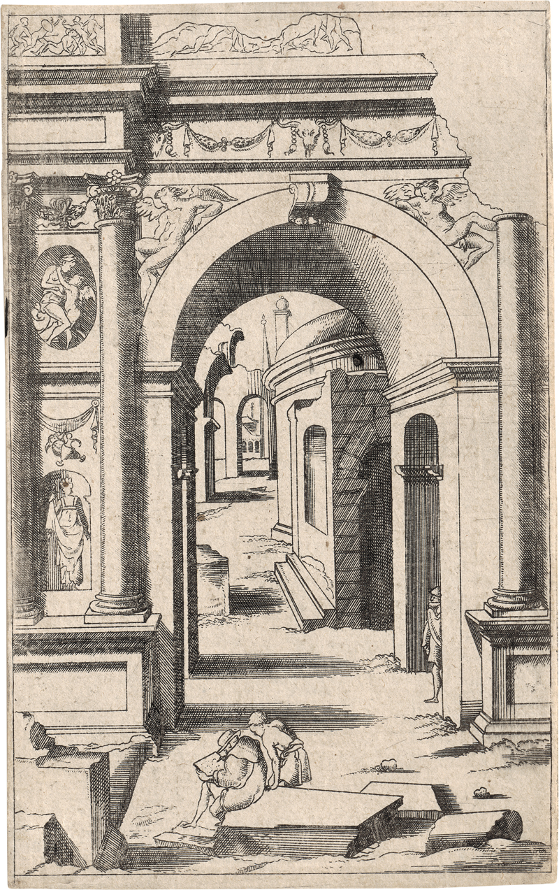 Lot 5010, Auction 128, Androuet du Cerceau, Jacques, Ruinenlandschaften mit Zeichnern