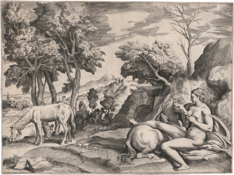 Lot 5035, Auction 128, Bonasone, Giulio, Saturn in Gestalt eines Pferdes bei der Nymphe Philyris