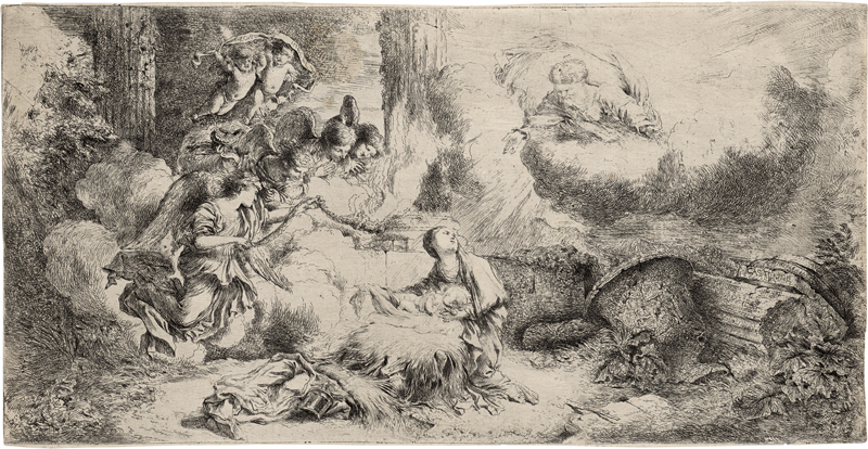 Lot 5049, Auction 128, Castiglione, Giovanni Benedetto, Die Geburt Christi mit Gottvater und den Engeln